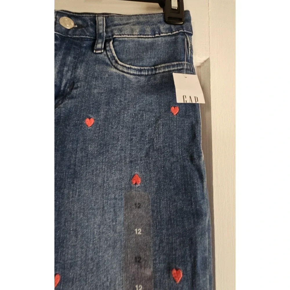 NWT GAP girls 12 High Stretch jegging embroidered hearts‎ Mid Rise skinniest Leg